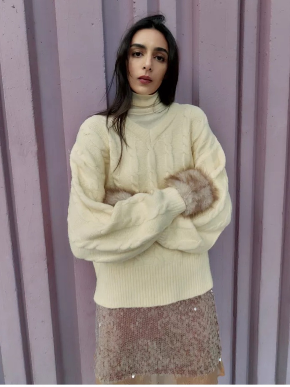 Zara Soft yellow cable Knit Sweater - Picture 6 of 6